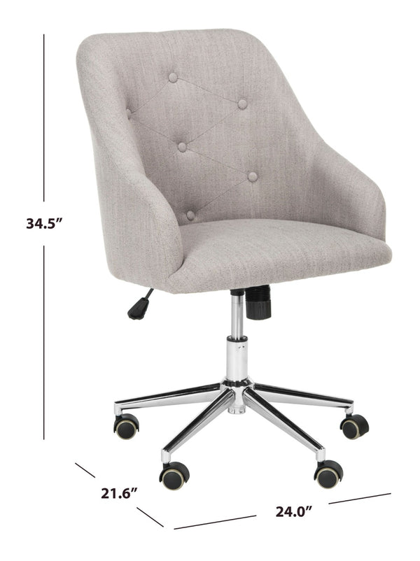 Safavieh Evelynn Stylish Tufted Velvet Swivel Office Chair With Sleek Chrome Legs For Modern Workspaces Grey / Chrome OCH4502A