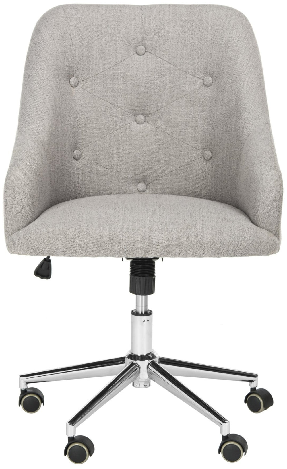 Safavieh Evelynn Stylish Tufted Velvet Swivel Office Chair With Sleek Chrome Legs For Modern Workspaces Grey / Chrome OCH4502A