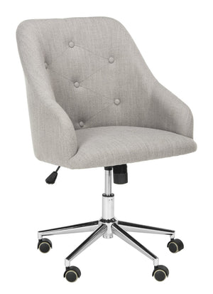 Safavieh Evelynn Stylish Tufted Velvet Swivel Office Chair With Sleek Chrome Legs For Modern Workspaces Grey / Chrome OCH4502A