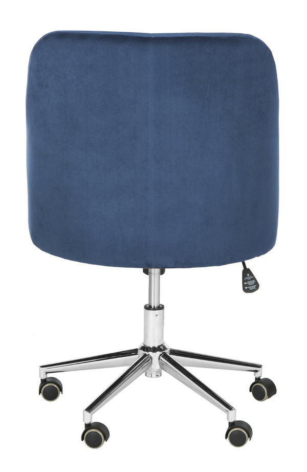 Safavieh Evelynn Stylish Tufted Velvet Swivel Office Chair With Sleek Chrome Legs For Modern Workspaces Navy / Chrome OCH4502B