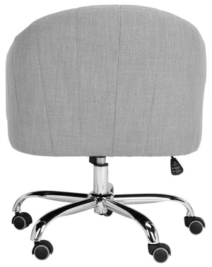 Safavieh Themis Elegant Grey Linen Swivel Office Chair With Chrome Base | Stylish Ergonomic Design For Comfort OCH4503A