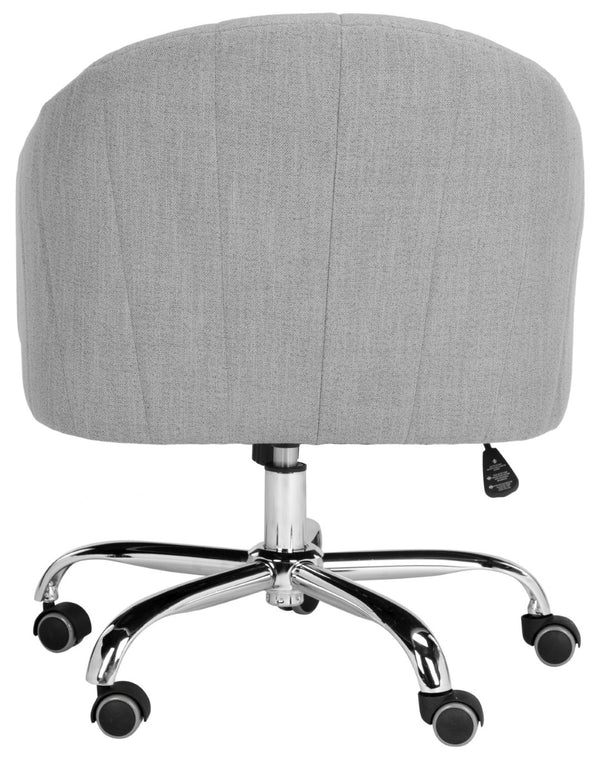 Safavieh Themis Elegant Grey Linen Swivel Office Chair With Chrome Base | Stylish Ergonomic Design For Comfort OCH4503A