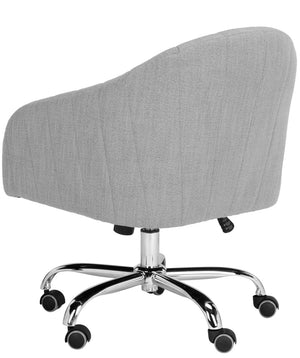 Safavieh Themis Elegant Grey Linen Swivel Office Chair With Chrome Base | Stylish Ergonomic Design For Comfort OCH4503A