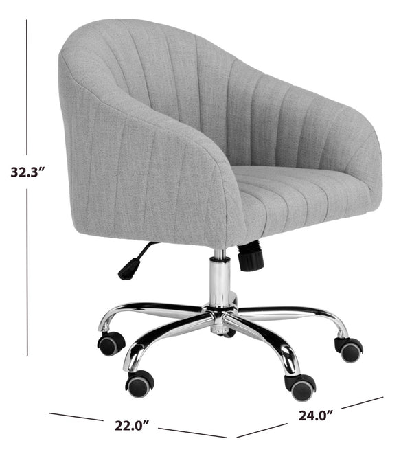 Safavieh Themis Elegant Grey Linen Swivel Office Chair With Chrome Base | Stylish Ergonomic Design For Comfort OCH4503A