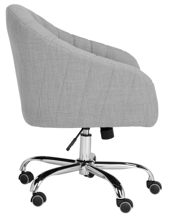 Safavieh Themis Elegant Grey Linen Swivel Office Chair With Chrome Base | Stylish Ergonomic Design For Comfort OCH4503A