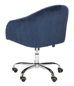 Safavieh Themis Velvet Chrome Leg Swivel Office Chair – Elegant Navy Upholstery With Ergonomic Design & Mobility OCH4503B