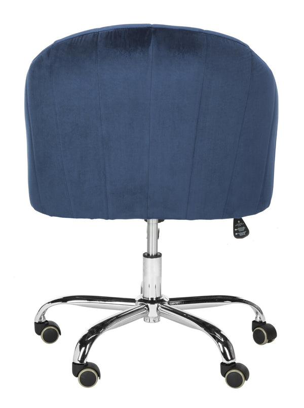 Safavieh Themis Velvet Chrome Leg Swivel Office Chair – Elegant Navy Upholstery With Ergonomic Design & Mobility OCH4503B