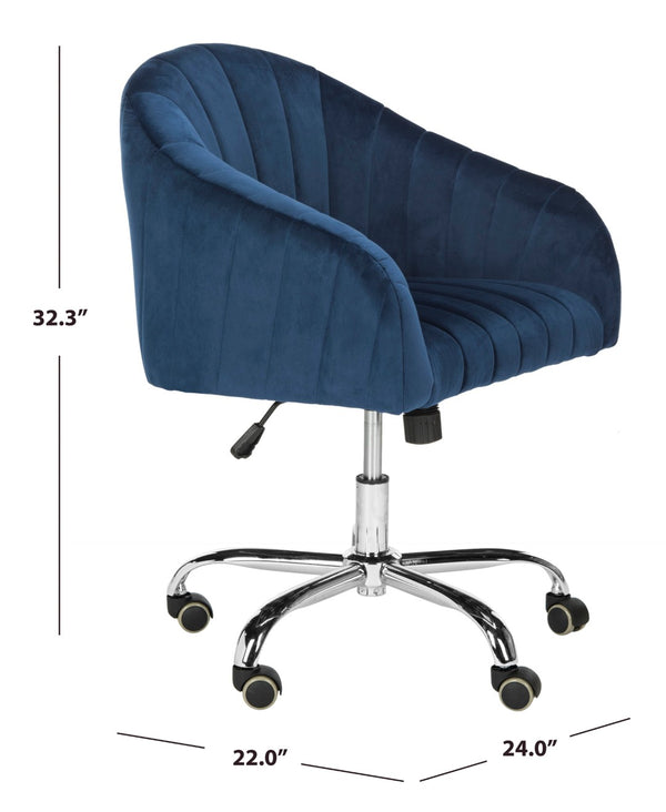 Safavieh Themis Velvet Chrome Leg Swivel Office Chair – Elegant Navy Upholstery With Ergonomic Design & Mobility OCH4503B
