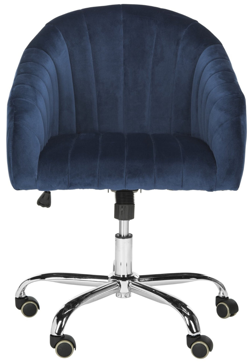 Safavieh Themis Velvet Chrome Leg Swivel Office Chair – Elegant Navy Upholstery With Ergonomic Design & Mobility OCH4503B
