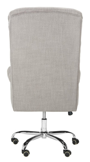 Safavieh Ian Linen Swivel Office Chair - Elegant Chrome Legs, Grey Tufted Upholstery For Modern Workspaces OCH4504A