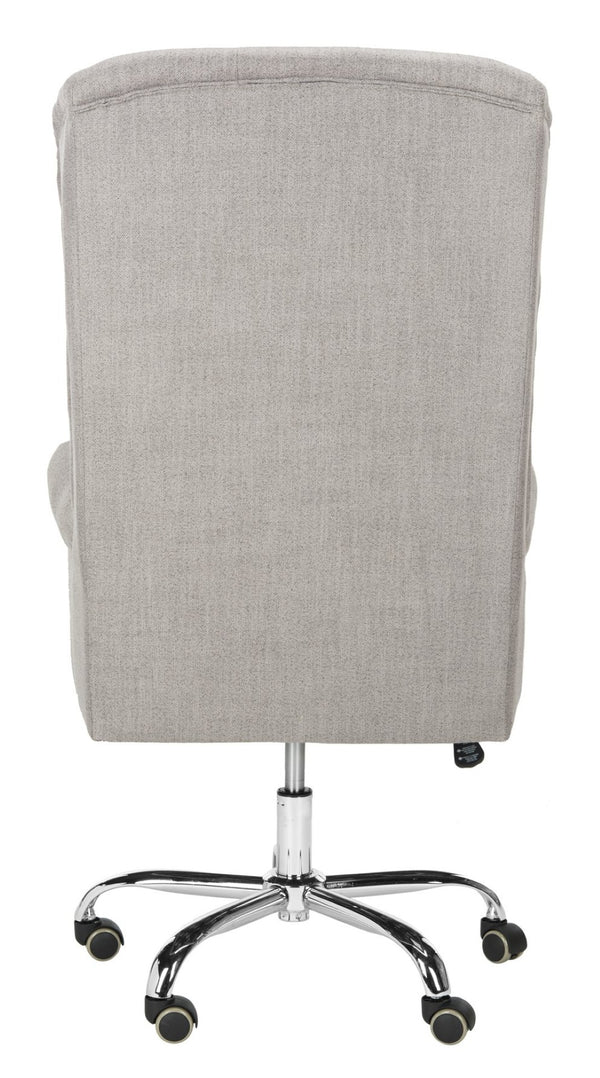 Safavieh Ian Linen Swivel Office Chair - Elegant Chrome Legs, Grey Tufted Upholstery For Modern Workspaces OCH4504A