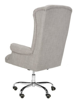 Safavieh Ian Linen Swivel Office Chair - Elegant Chrome Legs, Grey Tufted Upholstery For Modern Workspaces OCH4504A