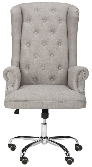 Safavieh Ian Linen Swivel Office Chair - Elegant Chrome Legs, Grey Tufted Upholstery For Modern Workspaces OCH4504A
