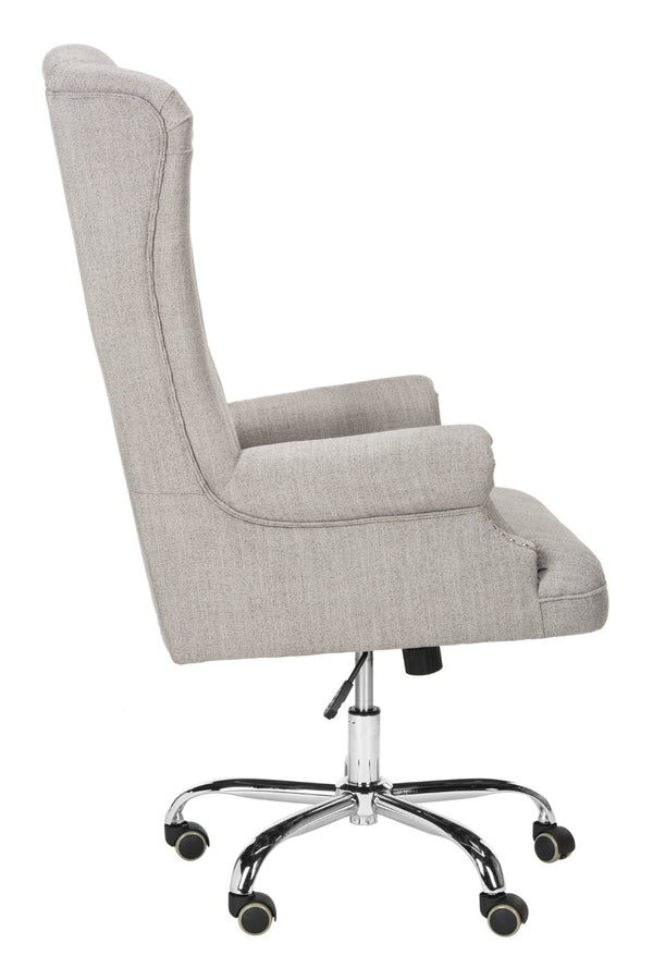 Safavieh Ian Linen Swivel Office Chair - Elegant Chrome Legs, Grey Tufted Upholstery For Modern Workspaces OCH4504A