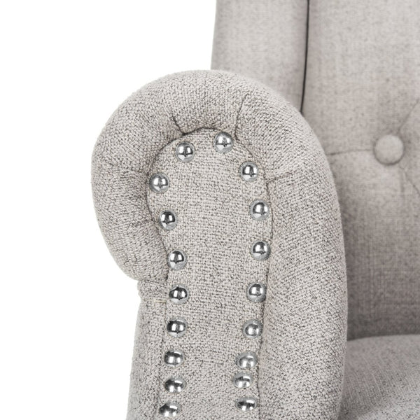 Safavieh Ian Linen Swivel Office Chair - Elegant Chrome Legs, Grey Tufted Upholstery For Modern Workspaces OCH4504A