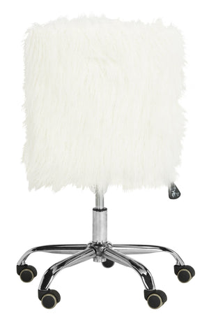 Safavieh Whitney Vegan Sheepskin 360° Swivel Office Chair With Chrome Base For Modern Luxe Comfort & Style OCH4505A