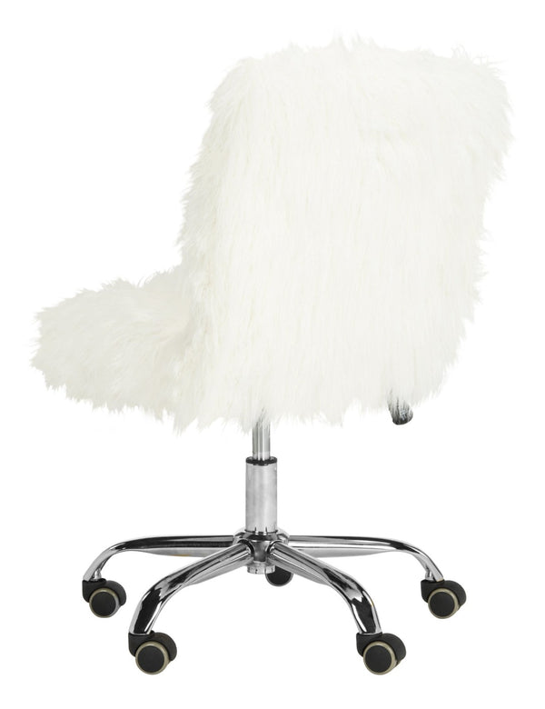 Safavieh Whitney Vegan Sheepskin 360° Swivel Office Chair With Chrome Base For Modern Luxe Comfort & Style OCH4505A