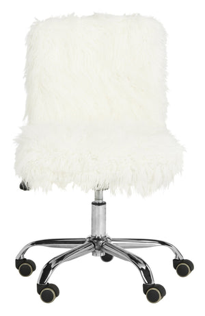 Safavieh Whitney Vegan Sheepskin 360° Swivel Office Chair With Chrome Base For Modern Luxe Comfort & Style OCH4505A