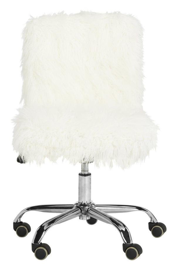 Safavieh Whitney Vegan Sheepskin 360° Swivel Office Chair With Chrome Base For Modern Luxe Comfort & Style OCH4505A