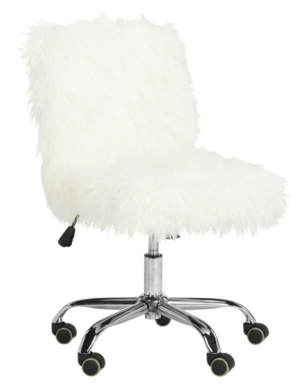 Safavieh Whitney Vegan Sheepskin 360° Swivel Office Chair With Chrome Base For Modern Luxe Comfort & Style OCH4505A