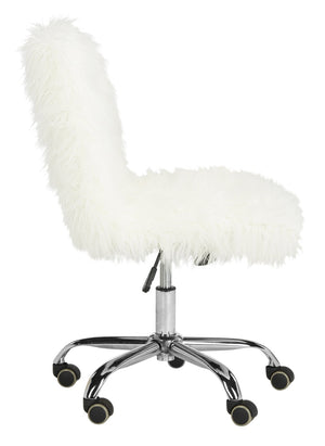 Safavieh Whitney Vegan Sheepskin 360° Swivel Office Chair With Chrome Base For Modern Luxe Comfort & Style OCH4505A