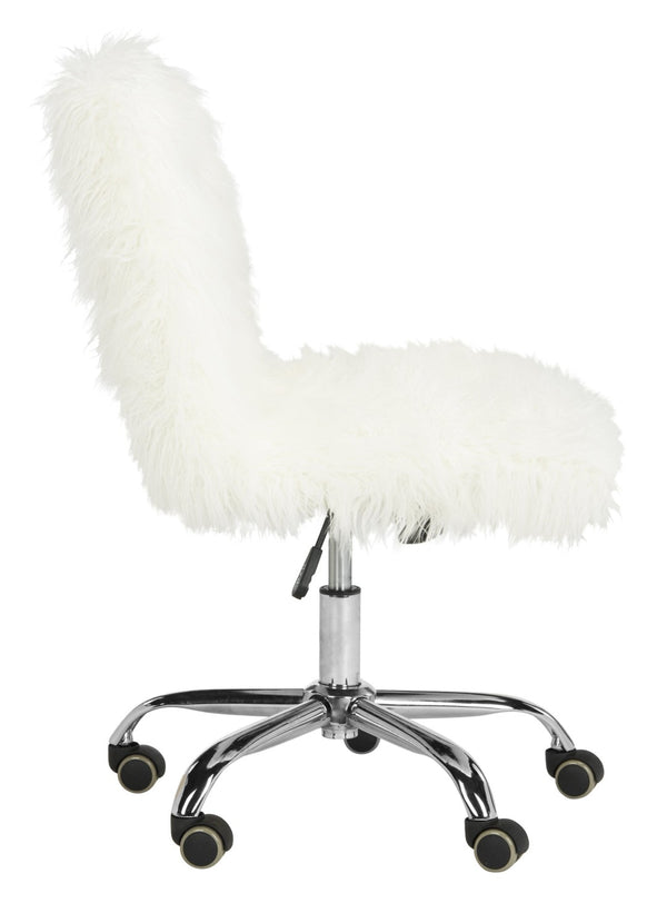 Safavieh Whitney Vegan Sheepskin 360° Swivel Office Chair With Chrome Base For Modern Luxe Comfort & Style OCH4505A