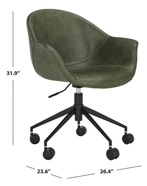 Safavieh Ember Office Chair - Luxurious Leather-Style Ergonomic Desk Seating With Smooth Casters & Modern Design OCH7002A