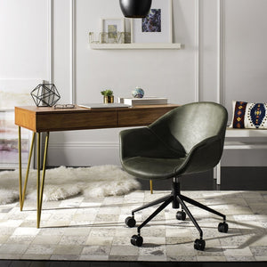 Safavieh Ember Office Chair - Luxurious Leather-Style Ergonomic Desk Seating With Smooth Casters & Modern Design OCH7002A