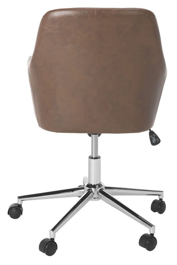 Safavieh Cadence Swivel Office Chair - Modern Ergonomic Design With Adjustable Height & Stylish Comfort For Workspaces Brown / Chrome OCH7500A
