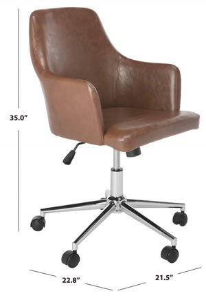 Safavieh Cadence Swivel Office Chair - Modern Ergonomic Design With Adjustable Height & Stylish Comfort For Workspaces Brown / Chrome OCH7500A