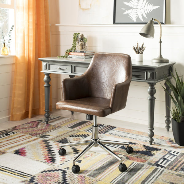 Safavieh Cadence Swivel Office Chair - Modern Ergonomic Design With Adjustable Height & Stylish Comfort For Workspaces Brown / Chrome OCH7500A