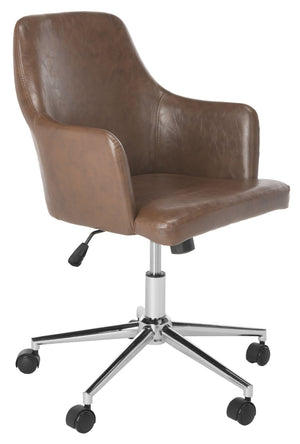 Safavieh Cadence Swivel Office Chair - Modern Ergonomic Design With Adjustable Height & Stylish Comfort For Workspaces Brown / Chrome OCH7500A