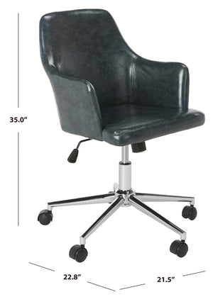 Safavieh Cadence Swivel Office Chair - Modern Ergonomic Design With Adjustable Height & Stylish Comfort For Workspaces Dark Grey / Chrome OCH7500C