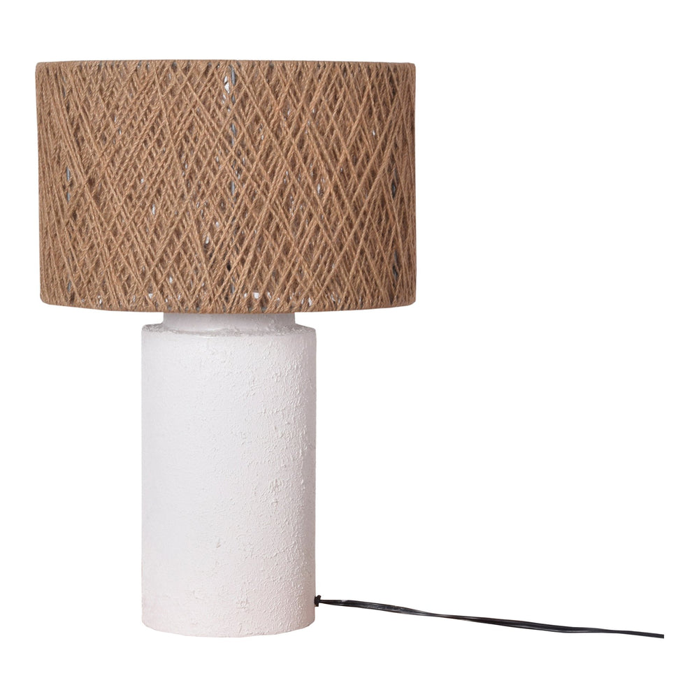 Moe's Home Aine Table Lamp - Elegant Iron Base With Earthy Rope Detail, Integrated Led For Modern Spaces Natural Iron Base,Jute Shade Od-1024-24