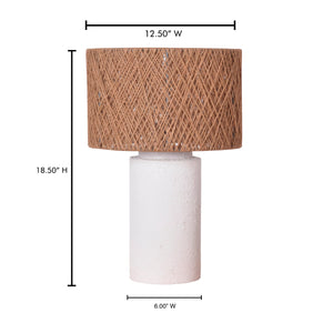 Moe's Home Aine Table Lamp - Elegant Iron Base With Earthy Rope Detail, Integrated Led For Modern Spaces Natural Iron Base,Jute Shade Od-1024-24
