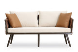Manhattan Comfort Crown Mid-Century Modern Outdoor Seating Set Brown and White OD-CV004
