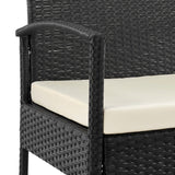 Manhattan Comfort Noli Modern Patio 2- Person Seating Group with End Table Black and Cream OD-CV006-CR