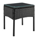 Manhattan Comfort Noli Modern Patio 2- Person Seating Group with End Table Black and Cream OD-CV006-CR