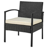 Manhattan Comfort Noli Modern Patio 2- Person Seating Group with End Table Black and Cream OD-CV006-CR