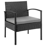 Manhattan Comfort Noli Modern Patio 2- Person Seating Group with End Table Black and Grey OD-CV006-GY