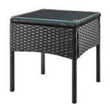 Manhattan Comfort Noli Modern Patio 2- Person Seating Group with End Table Black and Grey OD-CV006-GY