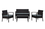 Manhattan Comfort Noli Modern Patio 4- Person Conversation Set with Coffee Table Black and Grey OD-CV007-GY