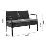 Manhattan Comfort Noli Modern Patio 4- Person Conversation Set with Coffee Table Black and Grey OD-CV007-GY