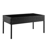 Manhattan Comfort Noli Modern Patio 4- Person Conversation Set with Coffee Table Black and Grey OD-CV007-GY