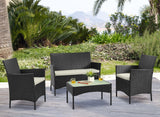 Manhattan Comfort Imperia Modern Patio 4- Person Conversation Set with Coffee Table Black and Cream OD-CV008-CR