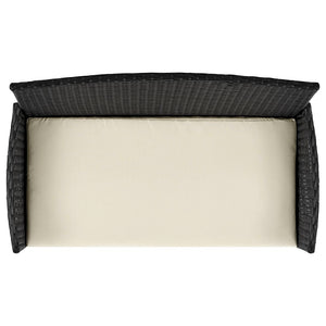 Manhattan Comfort Imperia Modern Patio 4- Person Conversation Set with Coffee Table Black and Cream OD-CV008-CR