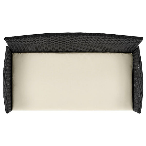 Manhattan Comfort Imperia Modern Patio 4- Person Conversation Set with Coffee Table Black and Cream OD-CV008-CR