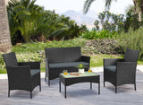 Manhattan Comfort Imperia Modern Patio 4- Person Conversation Set with Coffee Table Black and Grey OD-CV008-GY