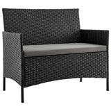 Manhattan Comfort Imperia Modern Patio 4- Person Conversation Set with Coffee Table Black and Grey OD-CV008-GY