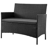 Manhattan Comfort Imperia Modern Patio 4- Person Conversation Set with Coffee Table Black and Grey OD-CV008-GY